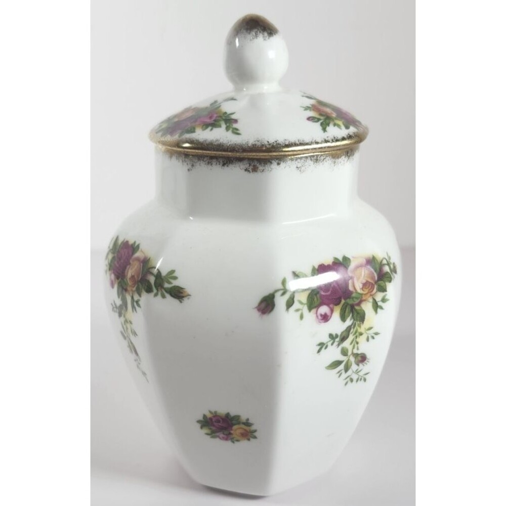 Royal Albert Old Country Roses Hexagon Ginger Jar W/ Lid Bone China EUC